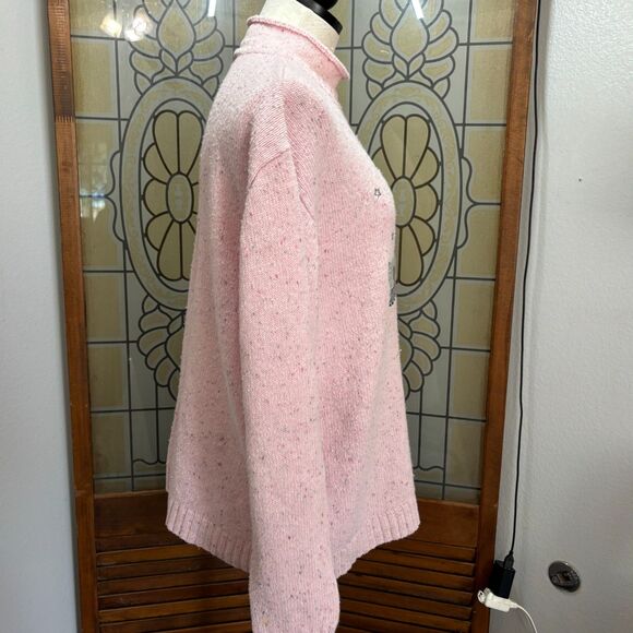 Vintage Big Dogs Embroidered Puppy Dog Turtle Neck Sweater Powder Pink Size L - Picture 2 of 10